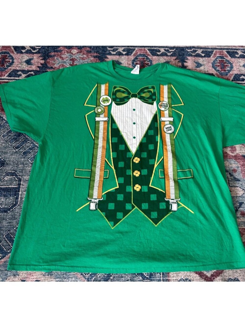 St. Patricks Day Green Tuxedo Graphic T-Shirt 3XL Heavy Cotton Costume Funny Tee